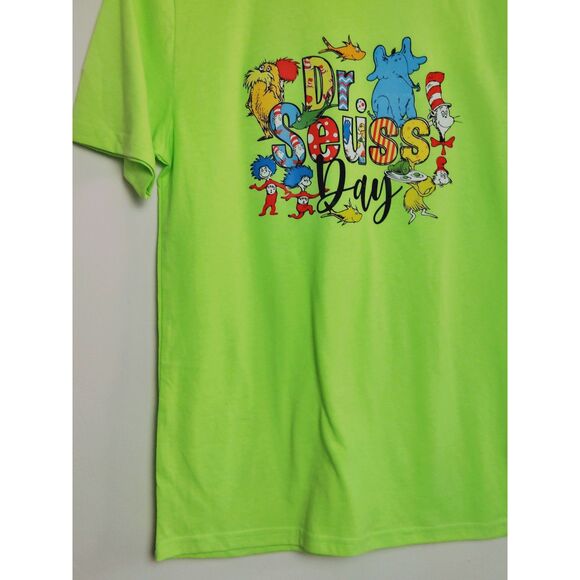 Dr. Seuss Day Neon Green Graphic Unisex Young Adults Teen Shirt NWOT XXL - Picture 6 of 16
